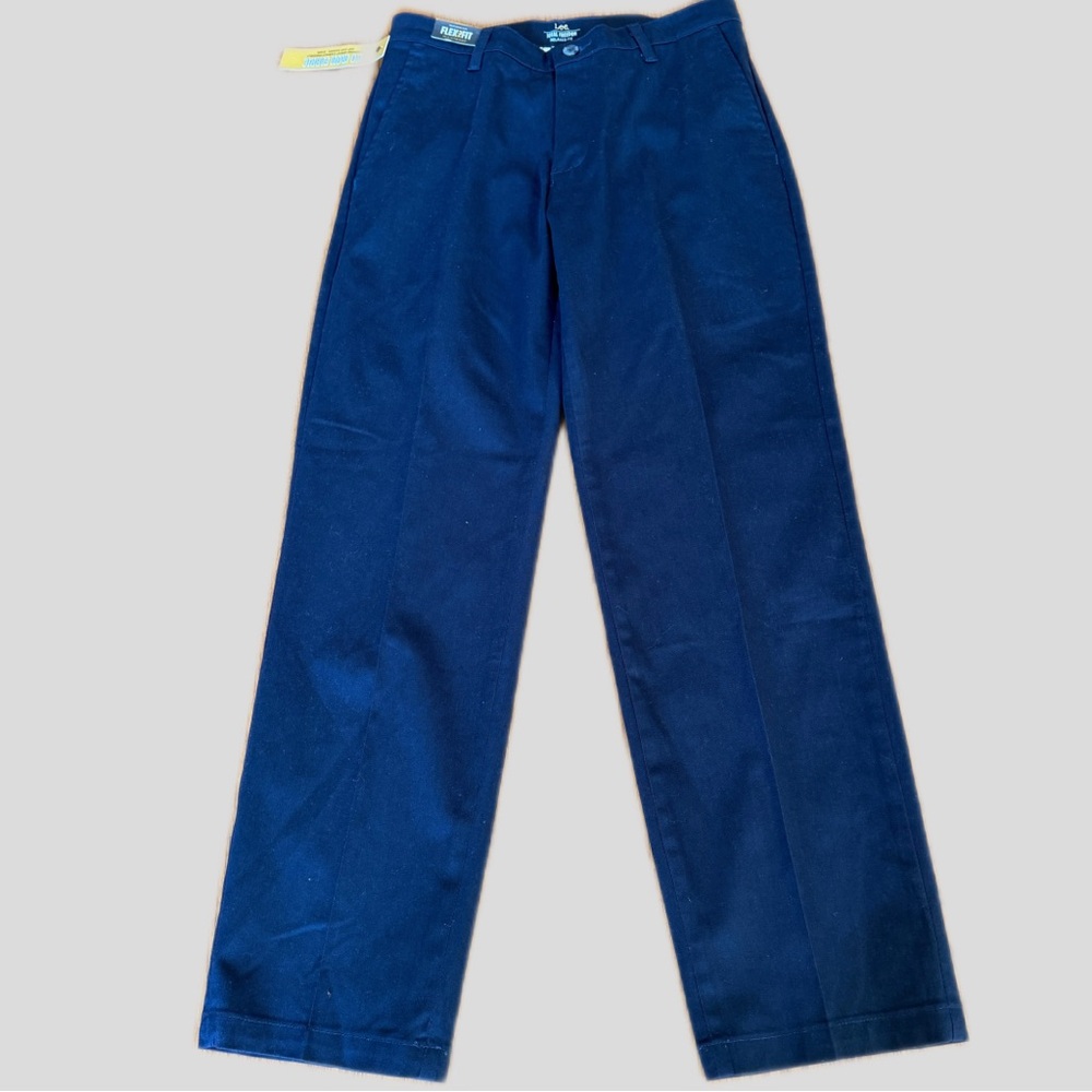 Men’s Navy Chino Pants 30x30 Stretch No Iron Business Casual Work Pants Lee NWT